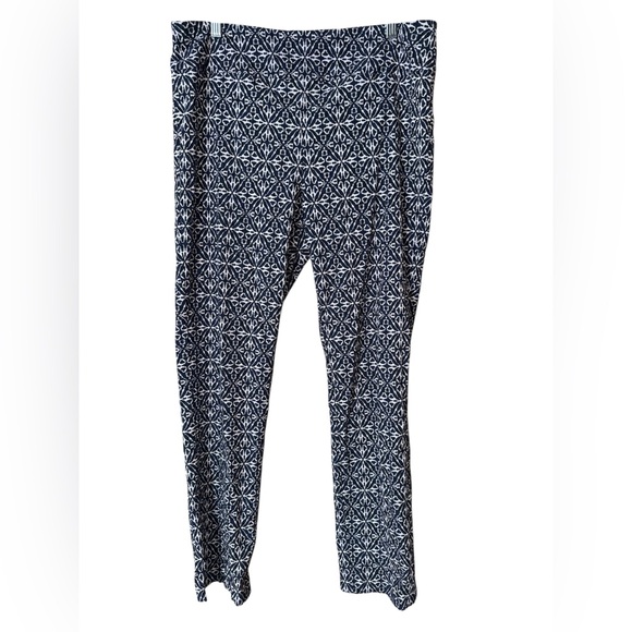 Elliott Lauren Pants - Elliott Lauren Pull-On Pants Women's 14 Blue White Black Comfy Casual Cropped